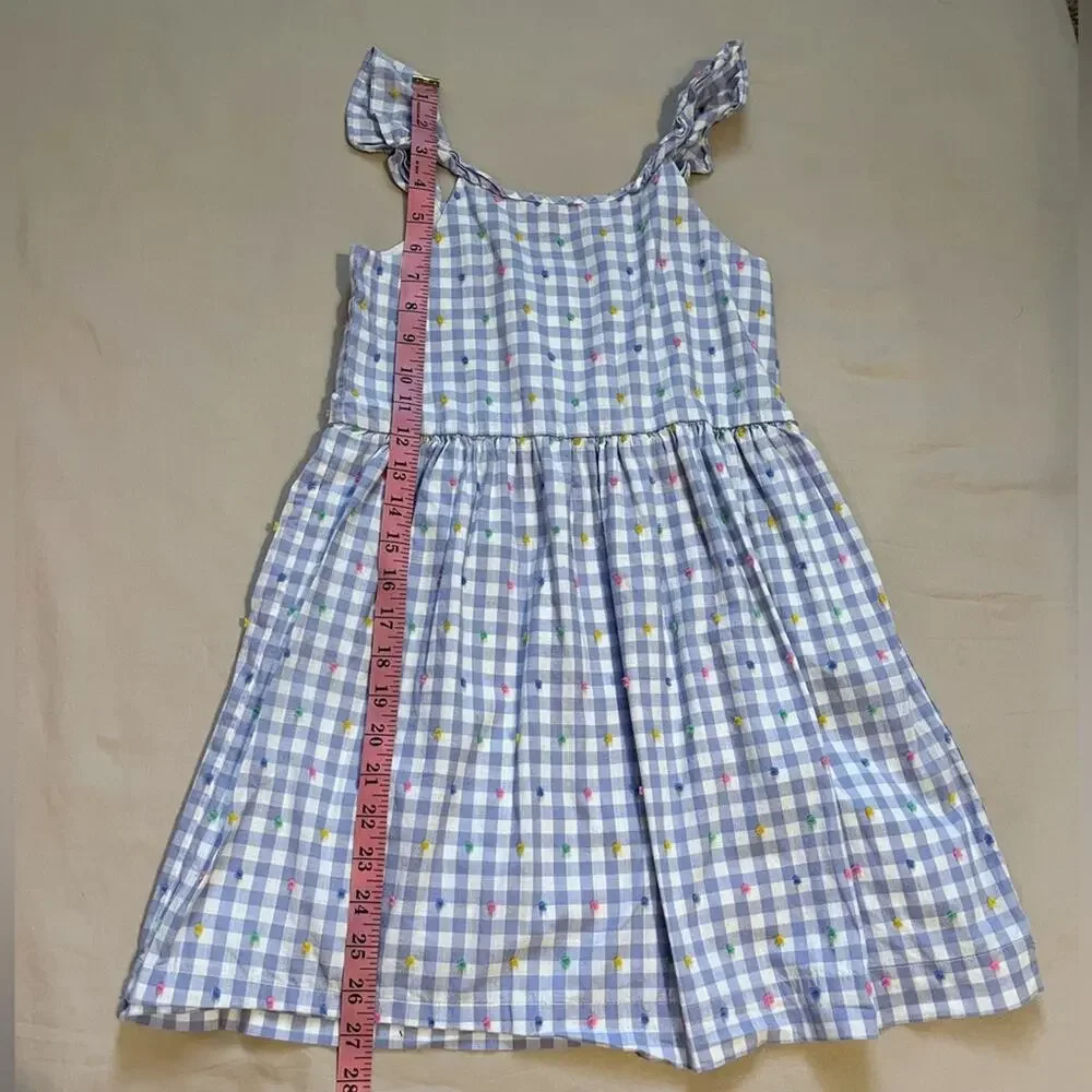 Gap Periwinkle and White Plaid Spring Dress with Multicolored Dots Size Medium